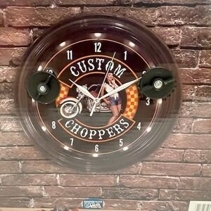 American Art Decor Custom Choppers Pin-Up Girl LED Wall Clock Biker New